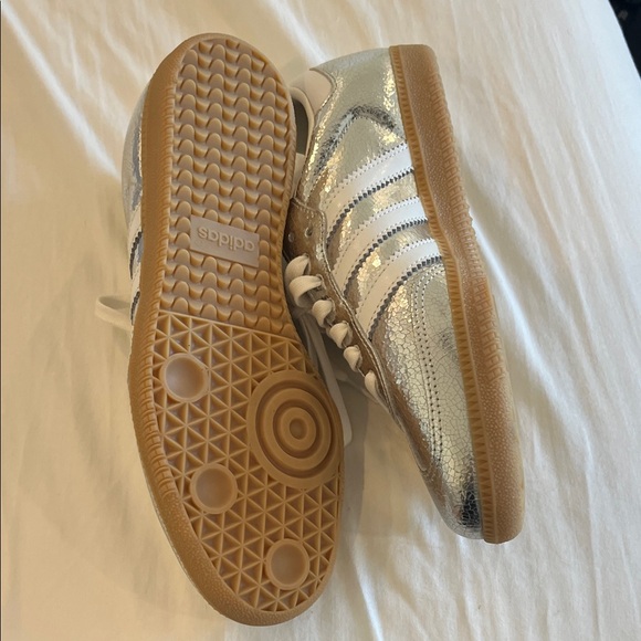 Adidas Gazelle Silver and White Sneakers - Picture 3 of 4